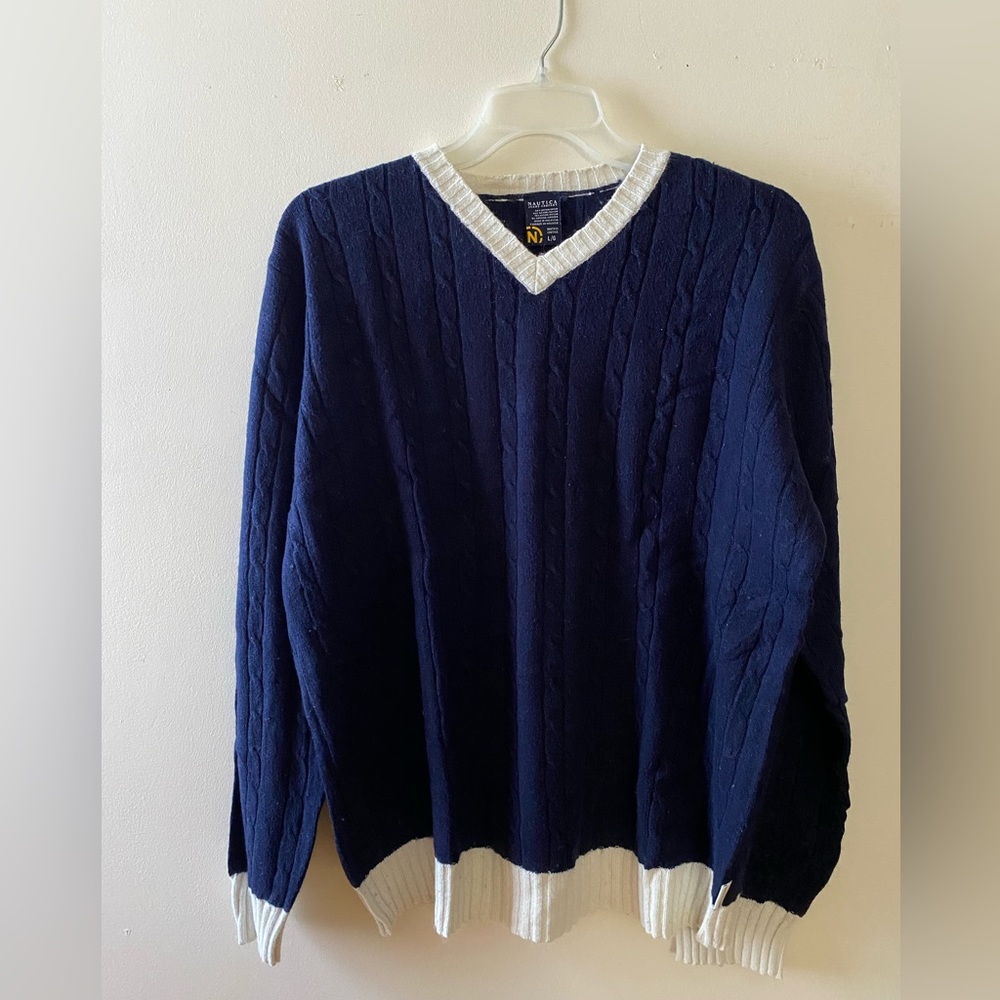 Nautica Men Long Sleeve V-Neck Sweater